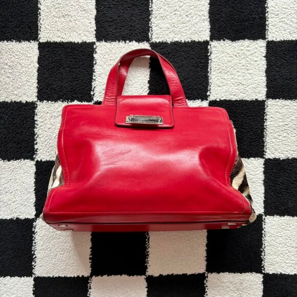 Vintage Adrienne Vittadini Red Leather Zebra Side Purse - Picture 1 of 7